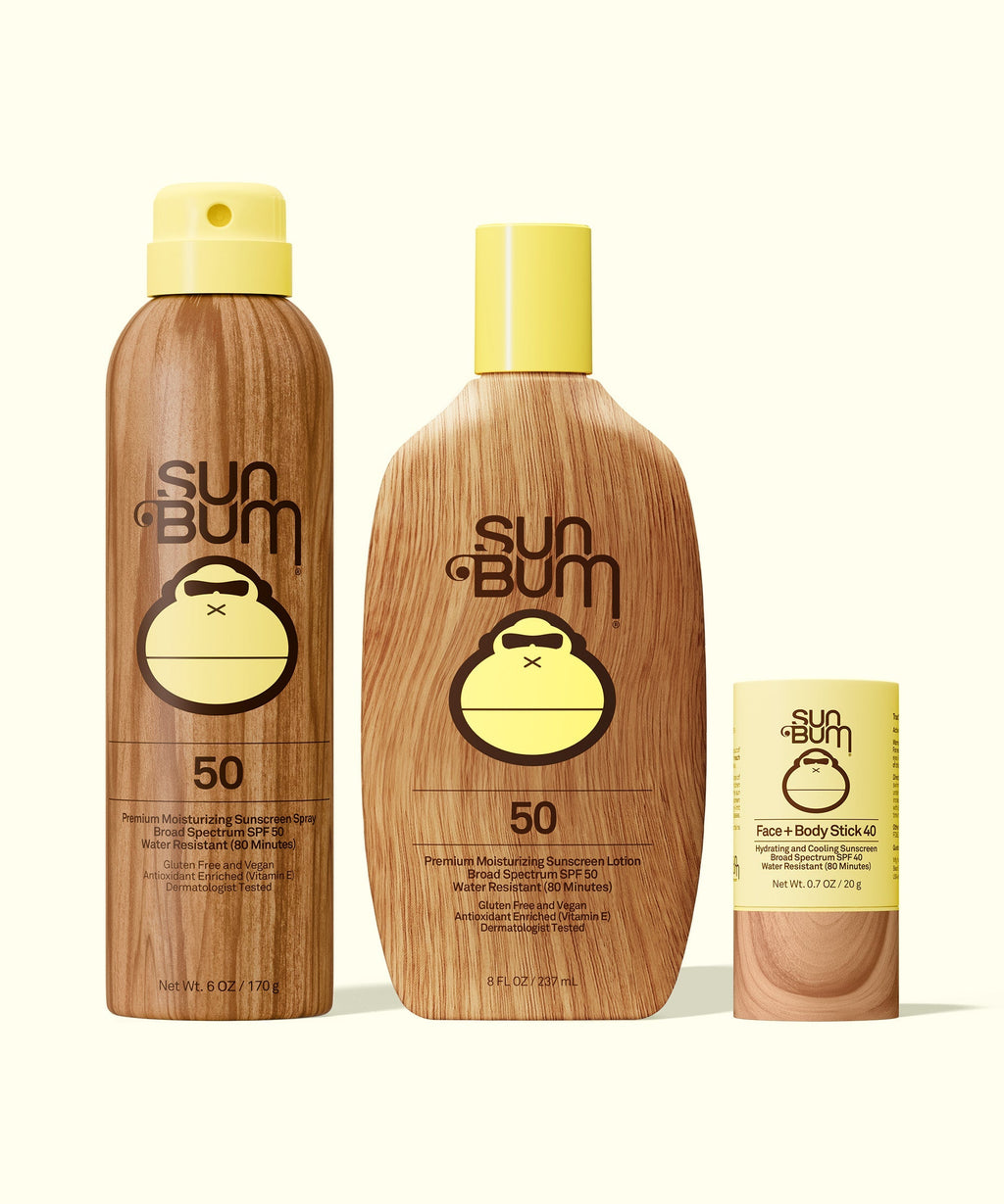 SPF 50 Spray + Lotion + Face and Body Stick 40 Bundle - Original, 8oz Bottle, 6oz Spray